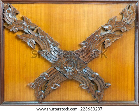 Pattern of wood frame thai art on wood background