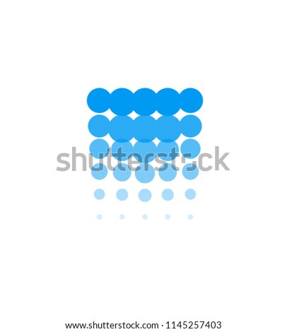 Waterfall icon, water abstract logo template, blue bubbles, hydroelectric power station, vector illustration on white background