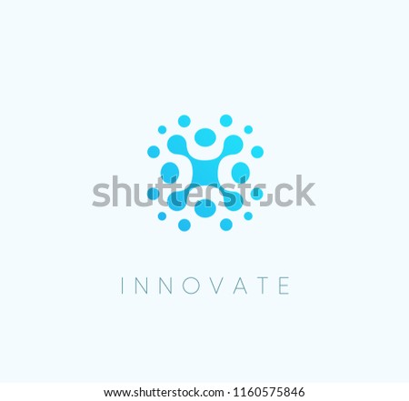 Innovate technoloy blue icon, abstract technological vector logo template.