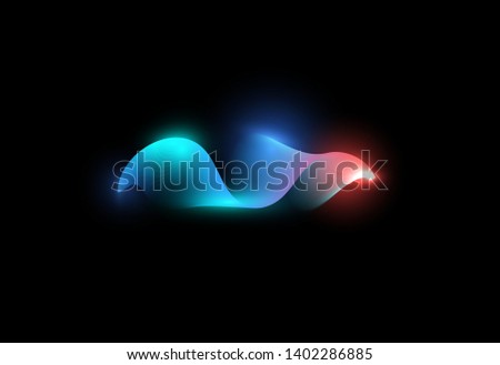 Abstract waving shape. Blue and pink color digital wave. Luminous waveform. Music flow, graphic equalizer. Isolated vector illustration on black background.