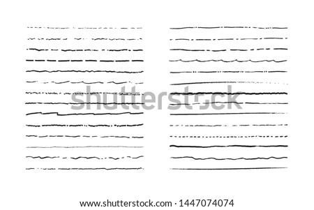 Set of lines. Hand drawn vector borders. Vintage doodle underlines. Cartoon pattern element. Grunge frame set.