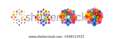 Abstract virus icon set. Colorful bacteria, microbes, fungi. Pathogenic viruses multiply. Virus cell division. Flat vector Illustration on white background.