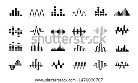 Set of Radio Wave icons. Monochrome simple sound wave on white background. Isolated vector illustration.