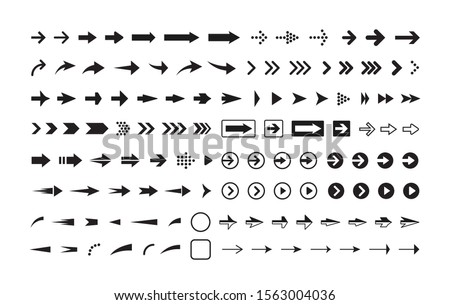 Arrows black and white vector icons set. Pointers in circle and rectangle isolated symbols pack. Next, forward, previous buttons monochrome signs bundle. Cursors pictograms collection