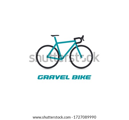 Professional gravel bike ride logotype. Turquoise bicycle logo on white background. Active recreation, cycling tourism element icon. Green, eco transport vector illustration. 