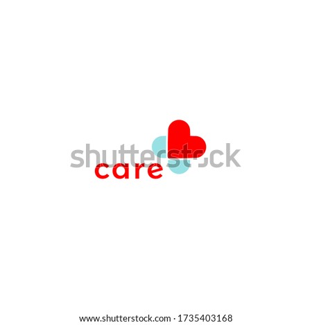 Cross from a red heart medical logo concept, care and health symbol. Logo template for nursing homes, charitable foundations, telemedicine app, medical care and disabled care centers. Vector logotype.