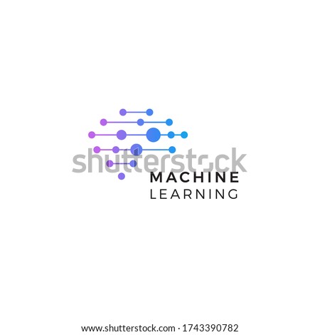 Machine learning logo. Neurons connections, synapses emblem. Neural network. Isolated human brain icon. Artificial Intelligence innovation sign. AI symbol. Digital data vector illustration. Cyber tech