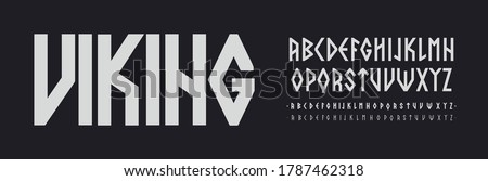 Scandinavian font, Nordic runes style Letters. Viking ethnic letters. Thin, regular and bold font set, vector modern typography design 