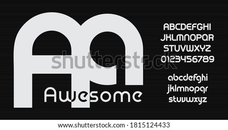 Awesome Vector font, bauhaus style font. Rounded uppercase and lowercase letters. Softed geometric alphabet for typographic posters, ads, logo, identities, packaging, graphics. Typography design