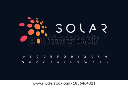 Abstract sun, flat style vector logo concept. Awesome orange isolated icon on black background. Round solar for business and startup