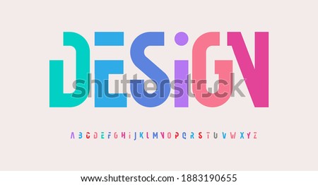 Creative alphabet, rainbow colors, modern geometric font. Bright colorful type for futuristic or kid logo, headline, lettering and typography. Trendy style letters, vector typographic design. 