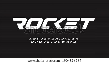 Italic bold speed alphabet. Rocket futuristic font, minimalist type for modern sport logo and space science logo. Fast action style letters set, vector typography design. Free style geometric type