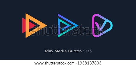 Play button foe media app. Multimedia player logo. Right arrow direction abstract symbol. Music and movie stert sign, audio and video editor logo. Vector web icon design.