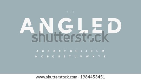 Geometric alphabet letter font. Modern logo letters inner cut serifs. Minimalistic vector typographic design. Internal angled serifs bevel type for tech logo, headline, monogram, lettering, branding