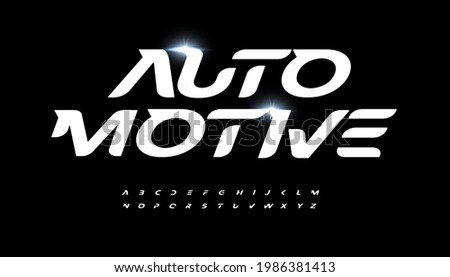 Automotive alphabet letter font. Speed race and active sport vector typographic design. Bold italic type for fast logo, headline, dynamic title, fit monogram, active lettering. 