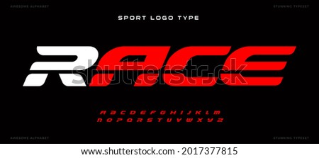 Sports alphabet for racing, sports, super hero headlines and car or gym logo. Bold italic red letters with line for dynamic cinema and poster text.Action and fast style font, modern vector typography.