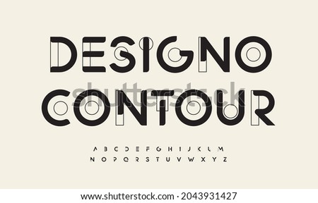 Geometric drawn font cutting edge letters outline art contour alphabet. Minimalistic futuristic typographic for modern architecture logo, abstract monogram, hud scifi text, techno space lettering