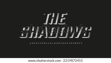 3D shadows font, volume letters, halftone dots alphabet. Creative high bold with points outline typeset for logo, headline and monogram. Vector typographic design