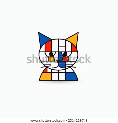 Abstract Cat Mascot Collection - Geometric Style Logo for Art and Branding. Vector logo.