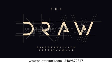 Architect logo alphabet, bold creative letters, unique architectural font for modern elegant logo, stylish minimalist headline, futuristic typographic design. Vector typeset.