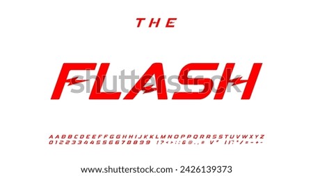 Flash energetic alphabet, energetic powerful italic letters, dynamic font for electro automotive logo, superhero comic book headline, striking racing typeface. Vector typeset