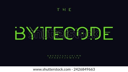 Cyberpunk technological font, techno futuristic letters for tech neo-futuristic logo, cutting-edge headline, digital typography, HUD, cybernetic UI. Vector illustration.