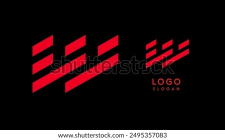 Abstract red geometric letter W with parallel lines. Stripes modern logotype concept, futuristic design for an innovative company, minimalist sporty and technological power style. Vector illustration