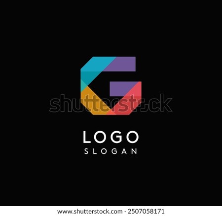 Colorful geometric letter G with overlapping shapes, modern vibrant logo design for tech company, creative agency, architecture design studio, startup looking bold brand identity. Vector illustration