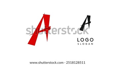 Simple brush pen letter A in Asian typographic style. Logo monogram for food and beverage packaging, Asian cuisine, restaurants, graphic design studios, and branding agencies. Vector illustration.