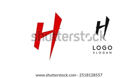 Simple brush pen letter H in Asian typographic style. Logo monogram for food and beverage packaging, Asian cuisine, restaurants, graphic design studios, and branding agencies. Vector illustration.