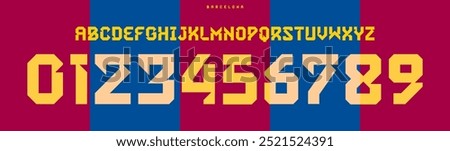 Retro sports typography, angular geometric display style, bold and powerful font for sports branding, jersey numbers, team merchandise. Vector typeset