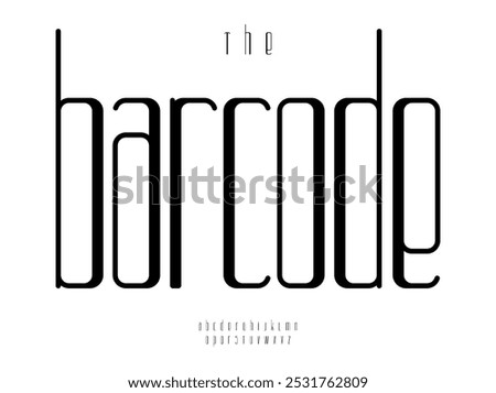 Tall futuristic alphabet, sleek long thin lowercase letters, elongated font for modern branding or tech-forward designs, sophisticated contemporary typography. Vector typeset.