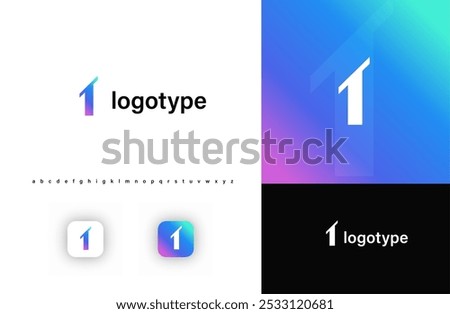 Sporty futuristic angular logo. Sharp geometric dynamic edges letter I, number 1. Minimalist innovative emblem for tech, game app, music, sport, design agency, digital identity. Vector illustration