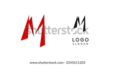 Simple brush pen letter M in Asian typographic style. Logo monogram for food and beverage packaging, Asian cuisine, restaurants, graphic design studios, and branding agencies. Vector illustration.