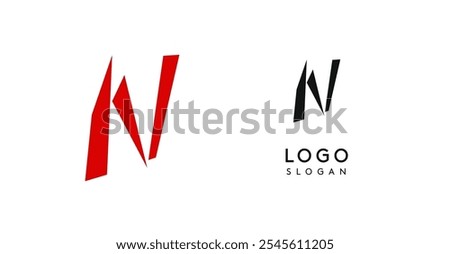 Simple brush pen letter N in Asian typographic style. Logo monogram for food and beverage packaging, Asian cuisine, restaurants, graphic design studios, and branding agencies. Vector illustration.