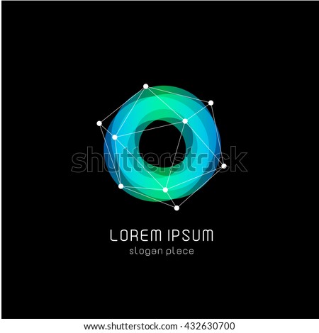 Isolated colorful circular shape vector logo. Sweet blue donut image. 