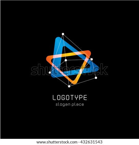 Isolated colorful abstract vector logo. Geometric triangular shape. 