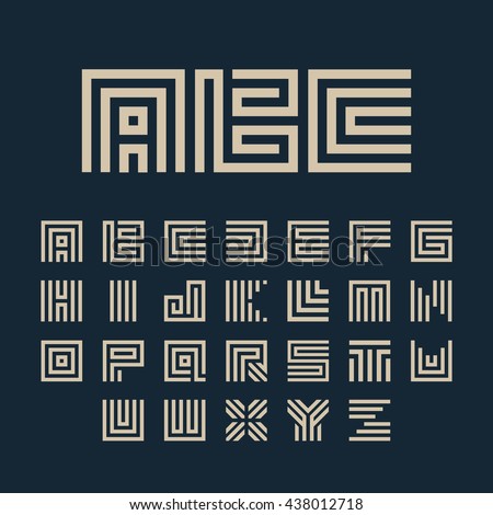 Maze font. Geometric vector letters set. Typography design for architecture logo, headline, monogram.