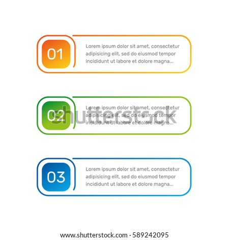 Infographic colorful numbers from 1 to 3 and text columns vector illustration