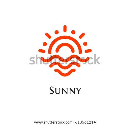 Isolated abstract round shape orange color logo, sun and waves logotype vector illustration.
