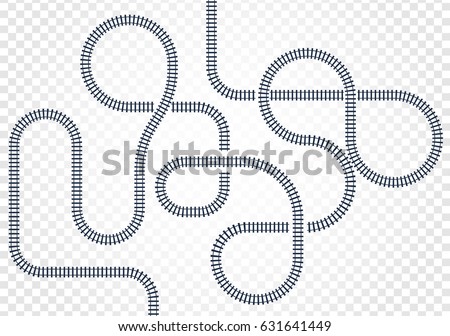 Railway line, labyrinth and nodes. Map of the tramway for trains with turns and bridges vector illustration.