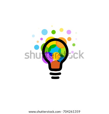 Lightbulb icon. Creative idea logo design concept. Bright colorful circles, bubbles vector art. Solution for inspiration sign.
