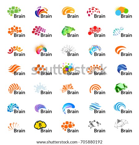 Brain Logo silhouette design vector template. Think Idea concept. Brain storm power thinking logotype icon. Isolated abstract unusual creative digital brainstorming idea symbol.Machine learning. 