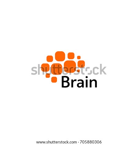 Brain Logo silhouette design vector template. Think Idea concept. Brain storm power thinking logotype icon. Isolated abstract unusual creative digital brainstorming idea symbol. 