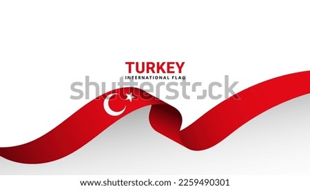 Turkey flag wave flowing flutter banner concept and white copy space background vector illustration.