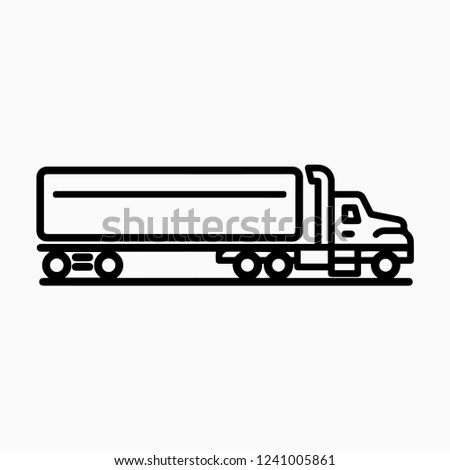 truck with trailer, cargo transportation, vector icon, flat style, container