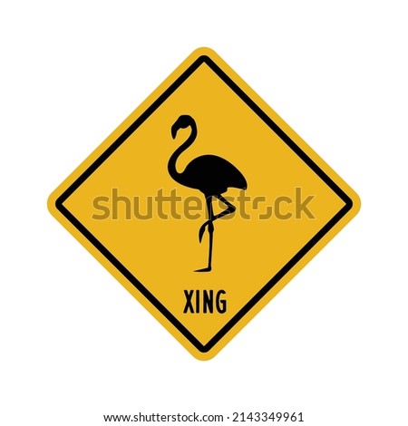 Beach crossing flamingo sticker - Funny flamingo crossing, flamingo xing