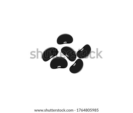 Closeup group of black beans( Urad dal, black gram, vigna mungo ) isolated on white background . Icon vector illustration. 