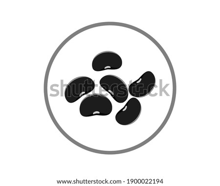 Black beans( Urad dal, black gram, vigna mungo ) isolated on white background . Icon vector illustration. 