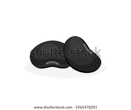 Closeup two black beans (Urad dal, black gram, vigna mungo) isolated on white background . Icon vector illustration. 